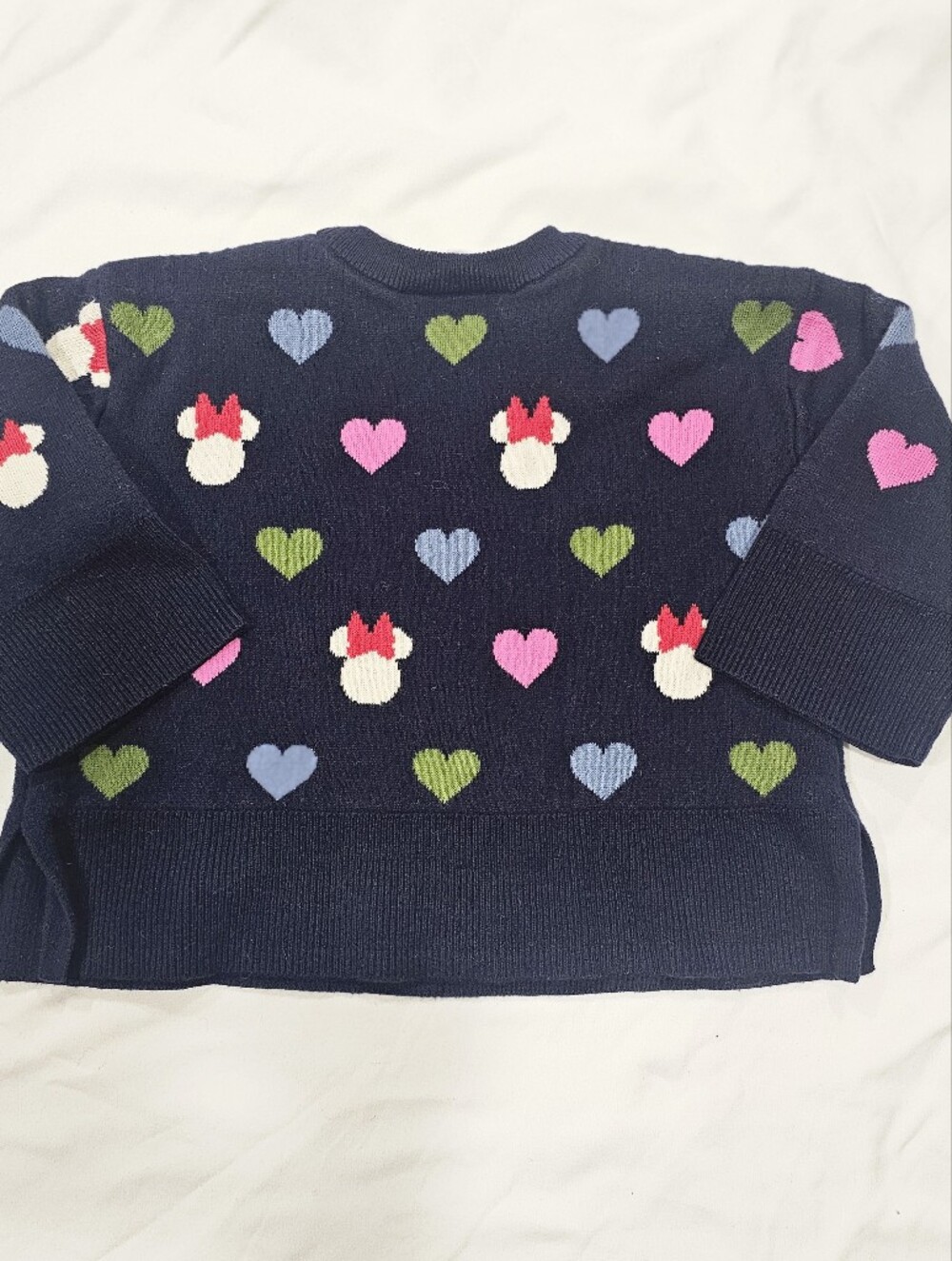 Baby Gap x Disney Girls Sweater Hearts Minnie Blue 12-18 Months